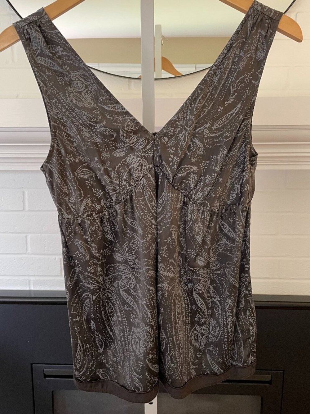 VTG 2000s The limited Paisley Empire Waist Silk Top S Whimsigoth Office Siren